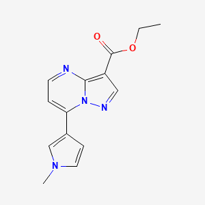 molecular formula C14H14N4O2 B12311257 ethyl 7-(1-methyl-1H-pyrrol-3-yl)pyrazolo[1,5-a]pyrimidine-3-carboxylate 