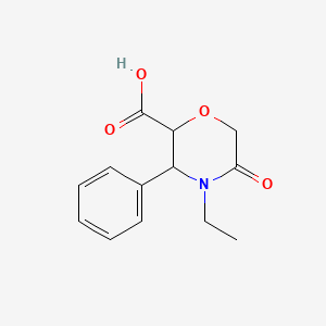 molecular formula C13H15NO4 B12311269 4-Ethyl-5-oxo-3-phenylmorpholine-2-carboxylic acid 