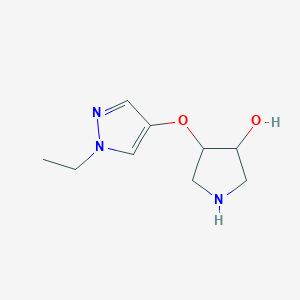 molecular formula C9H15N3O2 B12311318 4-[(1-Ethyl-1H-pyrazol-4-yl)oxy]pyrrolidin-3-ol 