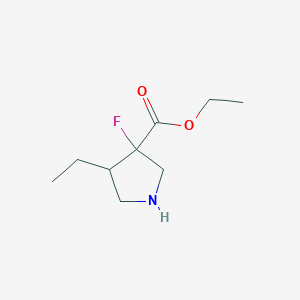 molecular formula C9H16FNO2 B12311364 Ethyl 4-ethyl-3-fluoropyrrolidine-3-carboxylate 