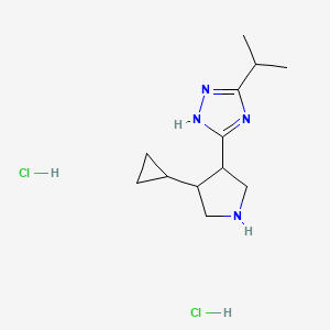 molecular formula C12H22Cl2N4 B12311365 rac-5-[(3R,4R)-4-cyclopropylpyrrolidin-3-yl]-3-(propan-2-yl)-1H-1,2,4-triazole dihydrochloride, trans 