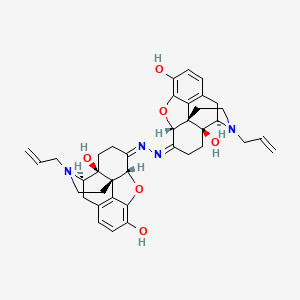 molecular formula C38H42N4O6 B1231139 (4R,4aS,7Z,7aR,12bS)-7-[(Z)-[(4R,4aS,7aR,12bS)-4a,9-dihydroxy-3-prop-2-enyl-2,4,5,6,7a,13-hexahydro-1H-4,12-methanobenzofuro[3,2-e]isoquinolin-7-ylidene]hydrazinylidene]-3-prop-2-enyl-2,4,5,6,7a,13-hexahydro-1H-4,12-methanobenzofuro[3,2-e]isoquinoline-4a,9-diol 