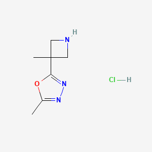 molecular formula C7H12ClN3O B12311457 2-Methyl-5-(3-methylazetidin-3-yl)-1,3,4-oxadiazole hydrochloride 