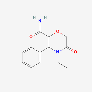 molecular formula C13H16N2O3 B12311510 4-Ethyl-5-oxo-3-phenylmorpholine-2-carboxamide 