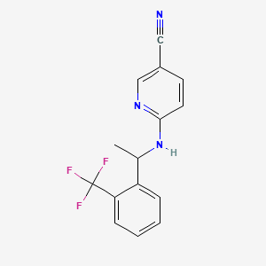 molecular formula C15H12F3N3 B12311530 6-({1-[2-(Trifluoromethyl)phenyl]ethyl}amino)pyridine-3-carbonitrile 