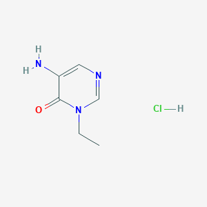 molecular formula C6H10ClN3O B12311537 5-Amino-3-ethyl-3,4-dihydropyrimidin-4-one hydrochloride 