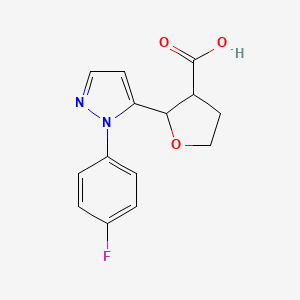 molecular formula C14H13FN2O3 B12311540 2-[1-(4-fluorophenyl)-1H-pyrazol-5-yl]oxolane-3-carboxylic acid 