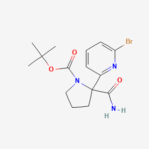 molecular formula C15H20BrN3O3 B12311567 Tert-butyl 2-(6-bromopyridin-2-yl)-2-carbamoylpyrrolidine-1-carboxylate 