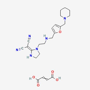 molecular formula C23H30N6O5 B1231162 But-2-enedioic acid;2-[1-[2-[[5-(piperidin-1-ylmethyl)furan-2-yl]methylamino]ethyl]imidazolidin-2-ylidene]propanedinitrile CAS No. 135017-85-5