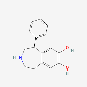 molecular formula C16H17NO2 B1231188 1H-3-Benzazepine-7,8-diol, 2,3,4,5-tetrahydro-1-phenyl-, (1R)- CAS No. 62751-59-1
