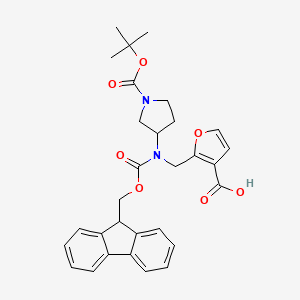 2-[({1-[(tert-butoxy)carbonyl]pyrrolidin-3-yl}({[(9H-fluoren-9-yl)methoxy]carbonyl})amino)methyl]furan-3-carboxylic acid