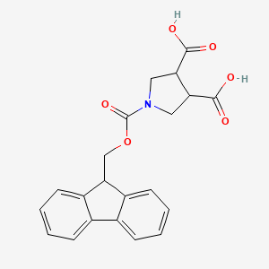 molecular formula C21H19NO6 B12312134 rac-(3R,4R)-1-{[(9H-fluoren-9-yl)methoxy]carbonyl}pyrrolidine-3,4-dicarboxylic acid, trans 