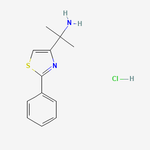 molecular formula C12H15ClN2S B12312147 2-(2-Phenyl-1,3-thiazol-4-yl)propan-2-amine hydrochloride 