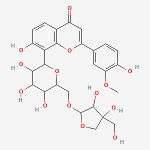 molecular formula C27H30O14 B12312148 8-[6-[[3,4-Dihydroxy-4-(hydroxymethyl)oxolan-2-yl]oxymethyl]-3,4,5-trihydroxyoxan-2-yl]-7-hydroxy-2-(4-hydroxy-3-methoxyphenyl)chromen-4-one 