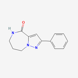 molecular formula C13H13N3O B12312160 2-Phenyl-5,6,7,8-tetrahydro-4H-pyrazolo[1,5-a][1,4]diazepin-4-one 