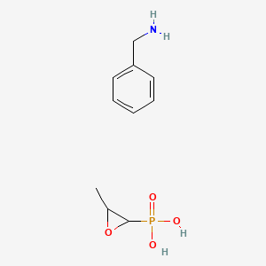 molecular formula C10H16NO4P B12312203 (3-Methyloxiran-2-yl)phosphonic acid;phenylmethanamine 