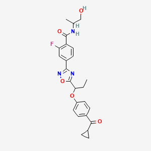 4-[5-[1-[4-(cyclopropanecarbonyl)phenoxy]propyl]-1,2,4-oxadiazol-3-yl]-2-fluoro-N-(1-hydroxypropan-2-yl)benzamide