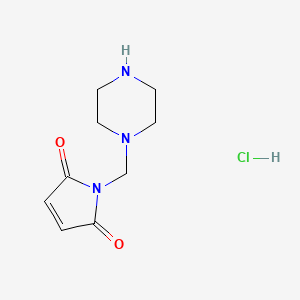 molecular formula C9H14ClN3O2 B12312287 1-[(Piperazin-1-yl)methyl]-2,5-dihydro-1H-pyrrole-2,5-dione hydrochloride 