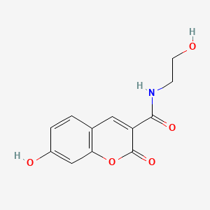molecular formula C12H11NO5 B1231236 7-Hydroxy-N-(2-hydroxyethyl)-2-oxo-2H-1-benzopyran-3-carboxamide CAS No. 79050-06-9