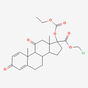 molecular formula C24H29ClO7 B12312405 Chloromethyl 17-ethoxycarbonyloxy-10,13-dimethyl-3,11-dioxo-6,7,8,9,12,14,15,16-octahydrocyclopenta[a]phenanthrene-17-carboxylate 