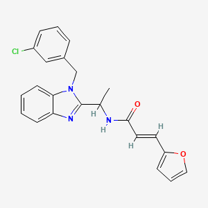 molecular formula C23H20ClN3O2 B1231242 (E)-N-[1-[1-[(3-chlorophenyl)methyl]benzimidazol-2-yl]ethyl]-3-(furan-2-yl)prop-2-enamide 