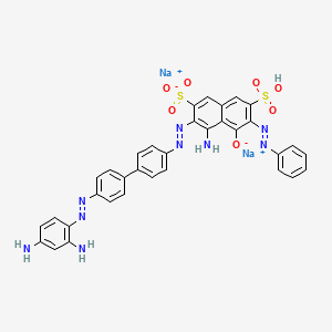 Disodium;4-amino-3-[[4-[4-[(2,4-diaminophenyl)diazenyl]phenyl]phenyl]diazenyl]-5-oxido-6-phenyldiazenyl-7-sulfonaphthalene-2-sulfonate