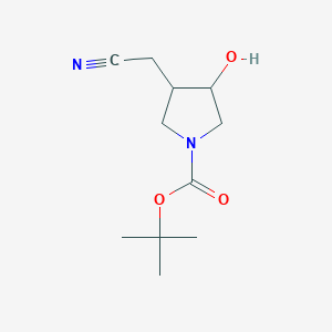 molecular formula C11H18N2O3 B12312486 tert-Butyl 3-(cyanomethyl)-4-hydroxypyrrolidine-1-carboxylate 