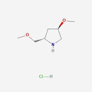 molecular formula C7H16ClNO2 B12312502 (2S,4R)-4-Methoxy-2-(methoxymethyl)pyrrolidine hydrochloride 