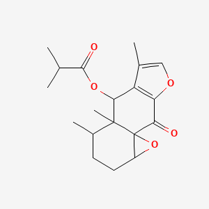 molecular formula C19H24O5 B12312511 1beta,10beta-Epoxy-6beta-isobutyryloxy-9-oxofuranoeremophilane 