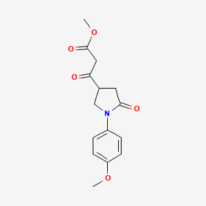 molecular formula C15H17NO5 B12312536 Methyl 3-(1-(4-methoxyphenyl)-5-oxopyrrolidin-3-yl)-3-oxopropanoate 