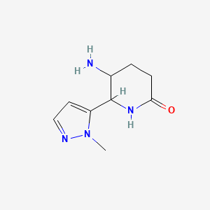 molecular formula C9H14N4O B12312551 5-amino-6-(1-methyl-1H-pyrazol-5-yl)piperidin-2-one 