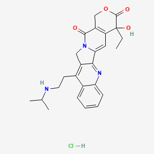 19-ethyl-19-hydroxy-10-[2-(propan-2-ylamino)ethyl]-17-oxa-3,13-diazapentacyclo[11.8.0.02,11.04,9.015,20]henicosa-1(21),2,4,6,8,10,15(20)-heptaene-14,18-dione;hydrochloride