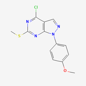 molecular formula C13H11ClN4OS B12312585 4-Chloro-1-(4-methoxyphenyl)-6-(methylthio)-1h-pyrazolo[3,4-d]pyrimidine 