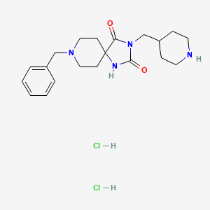 molecular formula C20H30Cl2N4O2 B12312670 8-Benzyl-3-(piperidin-4-ylmethyl)-1,3,8-triazaspiro[4.5]decane-2,4-dione dihydrochloride 