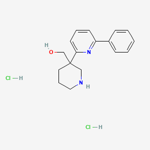 molecular formula C17H22Cl2N2O B12312708 (3-(6-Phenylpyridin-2-yl)piperidin-3-yl)methanol dihydrochloride 