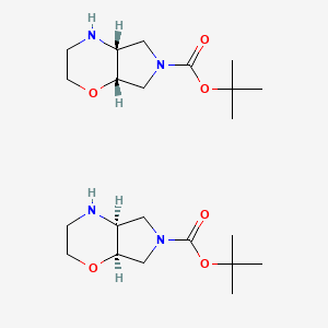 molecular formula C22H40N4O6 B12312802 tert-butyl (4aR,7aS)-3,4,4a,5,7,7a-hexahydro-2H-pyrrolo[3,4-b][1,4]oxazine-6-carboxylate;tert-butyl (4aS,7aR)-3,4,4a,5,7,7a-hexahydro-2H-pyrrolo[3,4-b][1,4]oxazine-6-carboxylate 