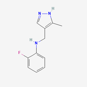 2-fluoro-N-[(3-methyl-1H-pyrazol-4-yl)methyl]aniline