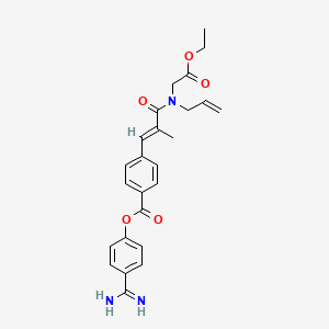 molecular formula C25H27N3O5 B1231289 Ethyl n-allyl-n-[(e)-2-methyl-3-[4-(4-amidinophenoxycarbonyl)-phenyl]propenoyl]amino acetate 