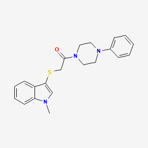 molecular formula C21H23N3OS B1231296 2-[(1-甲基-3-吲哚基)硫代]-1-(4-苯基-1-哌嗪基)乙酮 