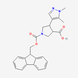 rac-(3R,4S)-4-(1,5-dimethyl-1H-pyrazol-4-yl)-1-{[(9H-fluoren-9-yl)methoxy]carbonyl}pyrrolidine-3-carboxylic acid, trans