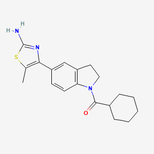 molecular formula C19H23N3OS B12313042 (5-(2-Amino-5-methylthiazol-4-yl)indolin-1-yl)(cyclohexyl)methanone 