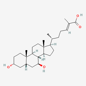 molecular formula C27H44O4 B1231308 3alpha,7beta-Dihydroxy-5beta-cholest-24-en-26-oic acid 