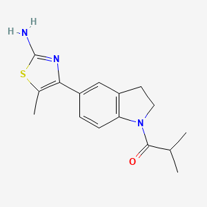 molecular formula C16H19N3OS B12313085 1-(5-(2-Amino-5-methylthiazol-4-yl)indolin-1-yl)-2-methylpropan-1-one 