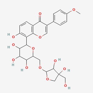 molecular formula C27H30O13 B12313096 8-[6-[[3,4-Dihydroxy-4-(hydroxymethyl)oxolan-2-yl]oxymethyl]-3,4,5-trihydroxyoxan-2-yl]-7-hydroxy-3-(4-methoxyphenyl)chromen-4-one 