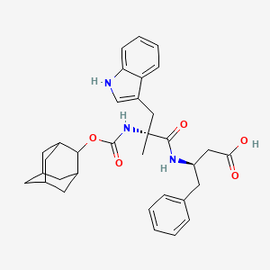 molecular formula C33H39N3O5 B1231315 (R)-3-[(R)-2-(2-Adamantyloxycarbonylamino)-3-(1H-indol-3-yl)-2-methylpropanoylamino]-4-phenylbutyric acid 