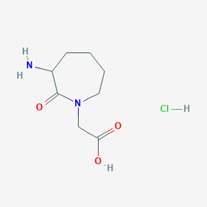 molecular formula C8H15ClN2O3 B12313152 2-(3-Amino-2-oxoazepan-1-yl)acetic acid hydrochloride 