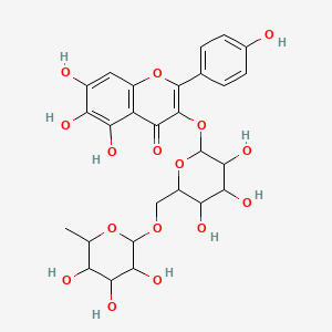 molecular formula C27H30O16 B12313173 5,6,7-Trihydroxy-2-(4-hydroxyphenyl)-3-[3,4,5-trihydroxy-6-[(3,4,5-trihydroxy-6-methyloxan-2-yl)oxymethyl]oxan-2-yl]oxychromen-4-one 