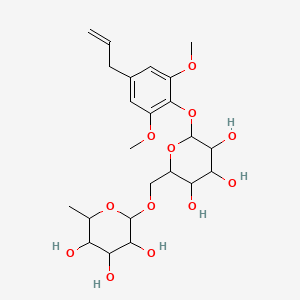 molecular formula C23H34O12 B12313212 Methoxyeugenol 4-O-rhamnosyl(1-->2)glucoside 