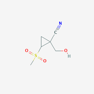 molecular formula C6H9NO3S B12313213 1-(Hydroxymethyl)-2-methanesulfonylcyclopropane-1-carbonitrile 