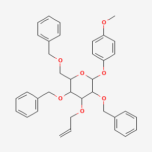 molecular formula C37H40O7 B12313215 2-(4-Methoxyphenoxy)-3,5-bis(phenylmethoxy)-6-(phenylmethoxymethyl)-4-prop-2-enoxyoxane 